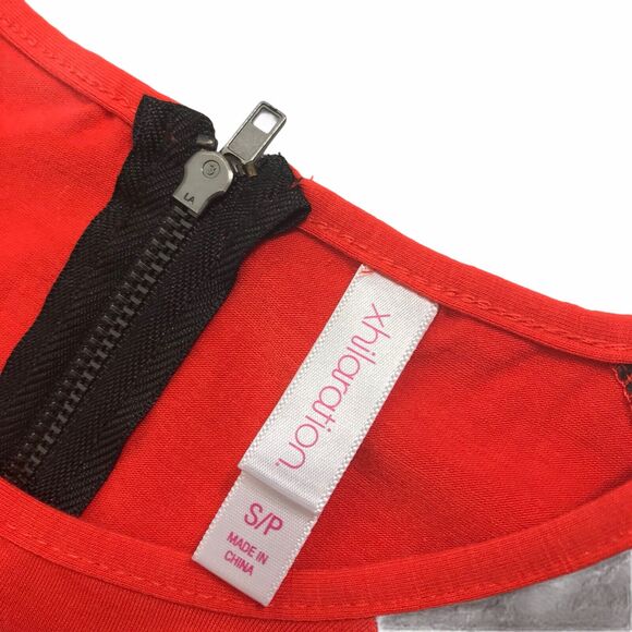 Womens Dress Size Small Red with Black Faux Leather‎ Fit Flare Sleeveless - Picture 7 of 8